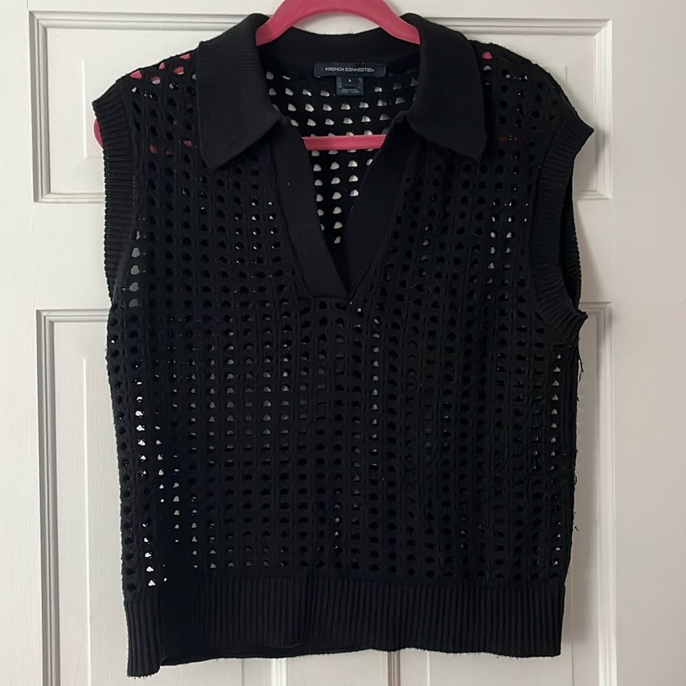 French Connection Open Weave Vest